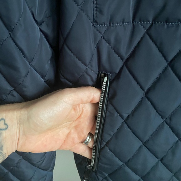 Mens Zara Navy diamond quilted bomber jacket - Picture 5 of 12